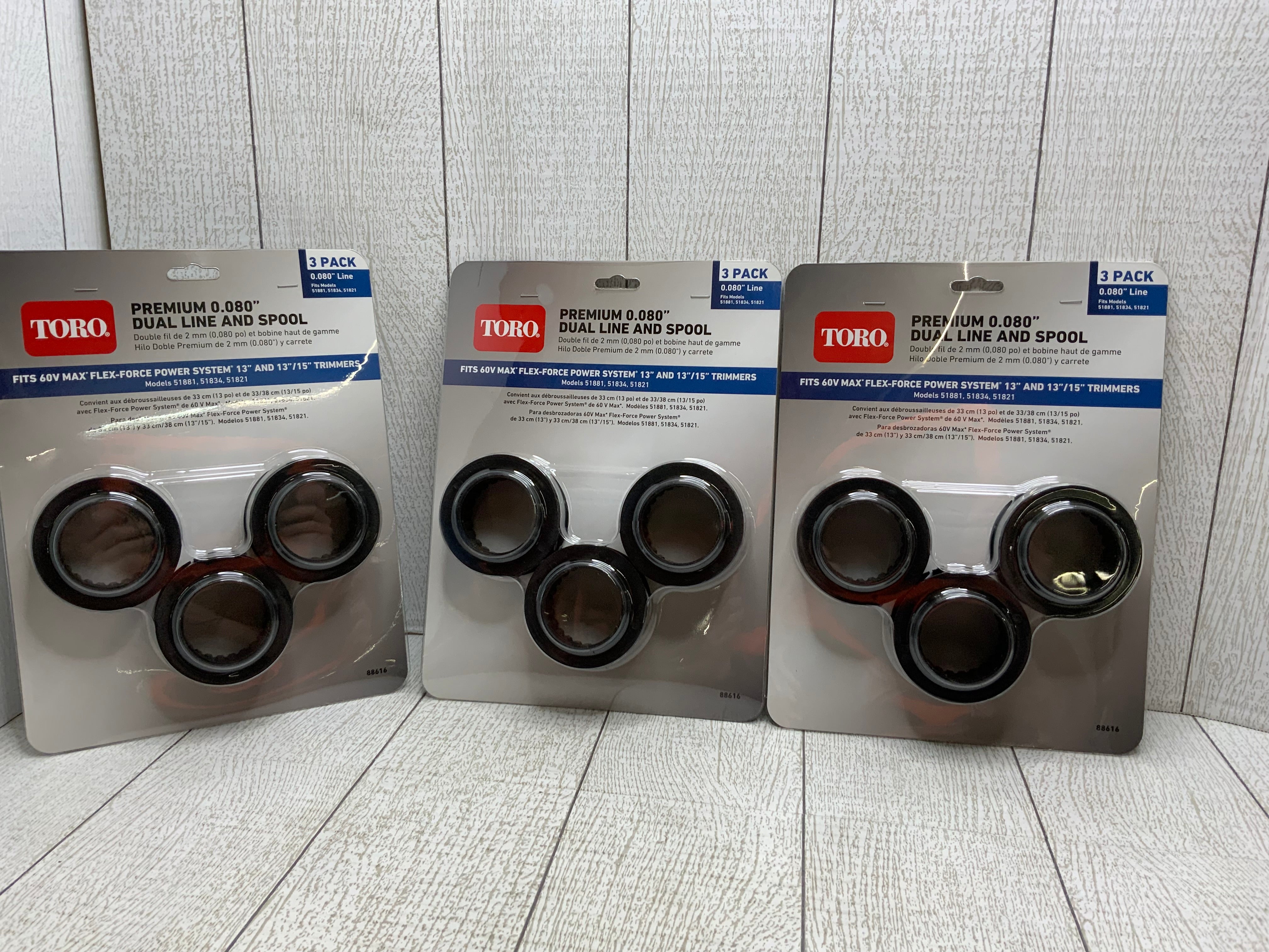 Toro premium 0.080 dual line and spool 88616 **LOT OF 3** (8042923622638)